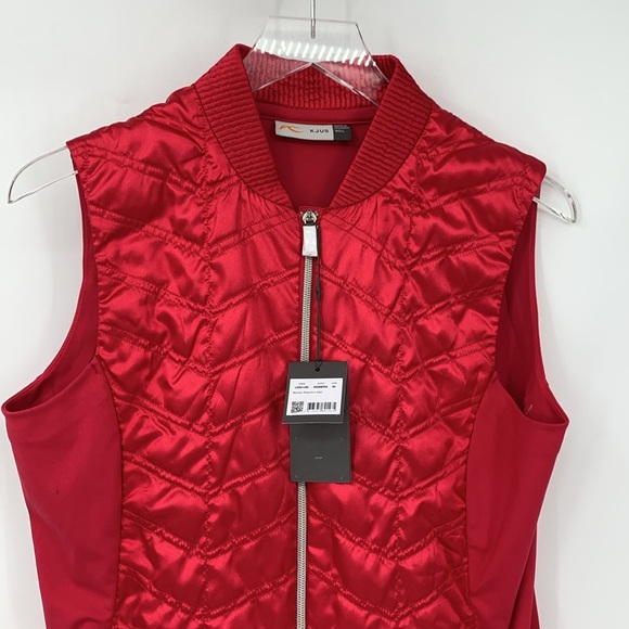 KJUS Retention vest pink quilted satin zipper golf active red new 40 Large - Picture 2 of 4
